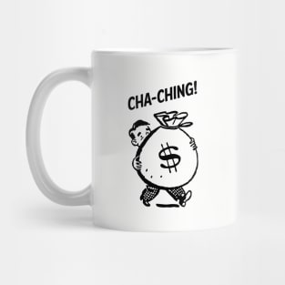 Cha-Ching! Retro Man Reseller with Money Bag - Black Mug